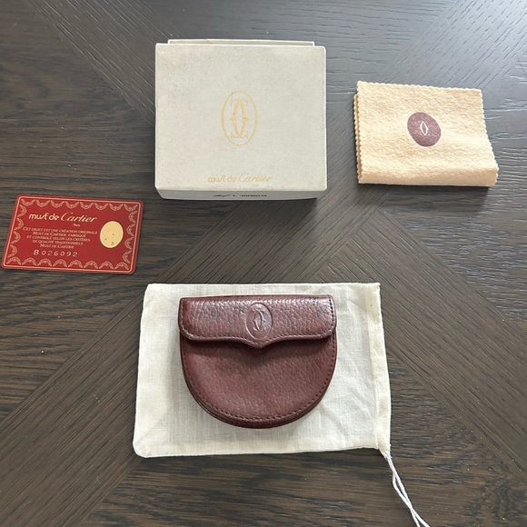 Cartier Vintage Burgundy Leather Coin Holder FULL INCLUSION - Picture 3 of 14